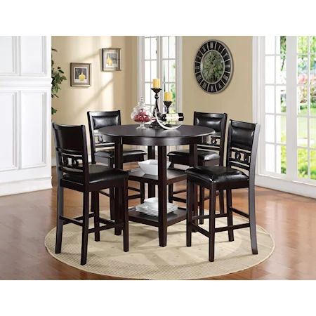 Contemporary 5-Piece Counter Height Dining Table and Chair Set with Table Storage